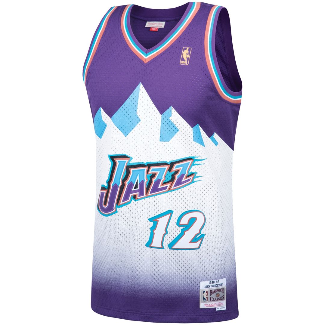 John Stockton Utah Jazz Mitchell & Ness Hardwood Classics Swingman Jersey - Purple