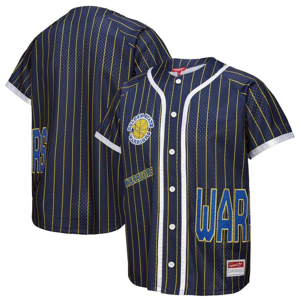 Golden State Warriors Mitchell & Ness x DANNIJO Women's Fashion Baseball Jersey - Blue