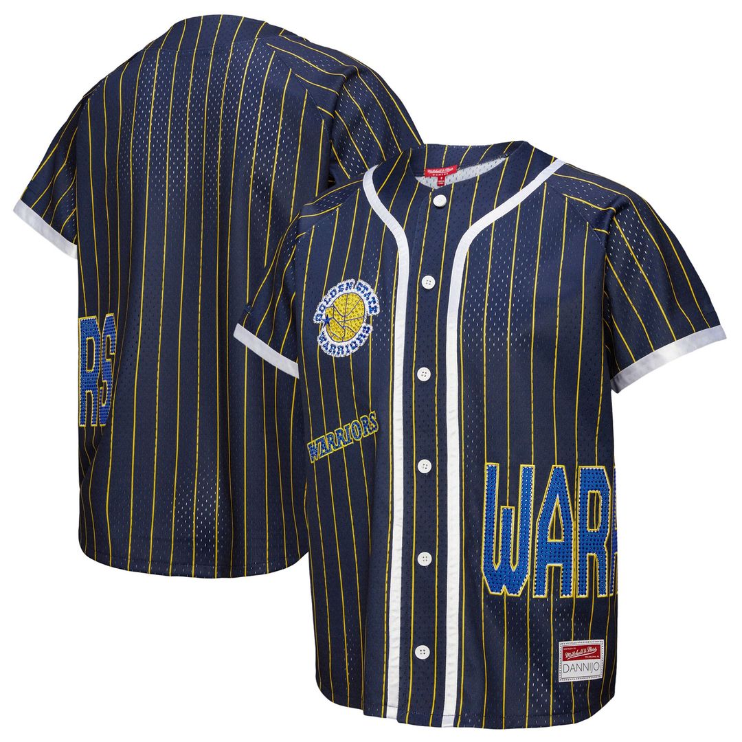 Golden State Warriors Mitchell & Ness x DANNIJO Women's Fashion Baseball Jersey - Blue