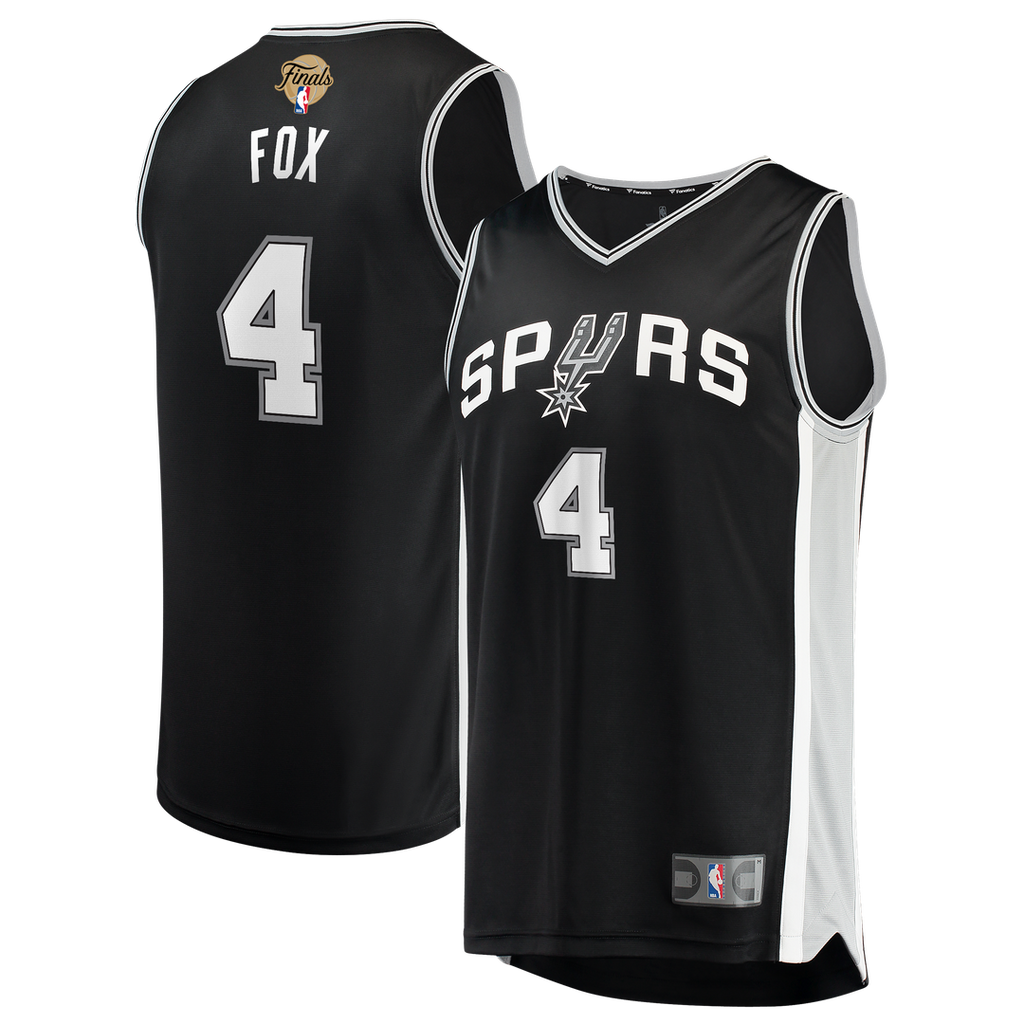 De'Aaron Fox San Antonio Spurs Fanatics 2026 NBA Finals Patch Fast Break Jersey - Icon Edition - Black