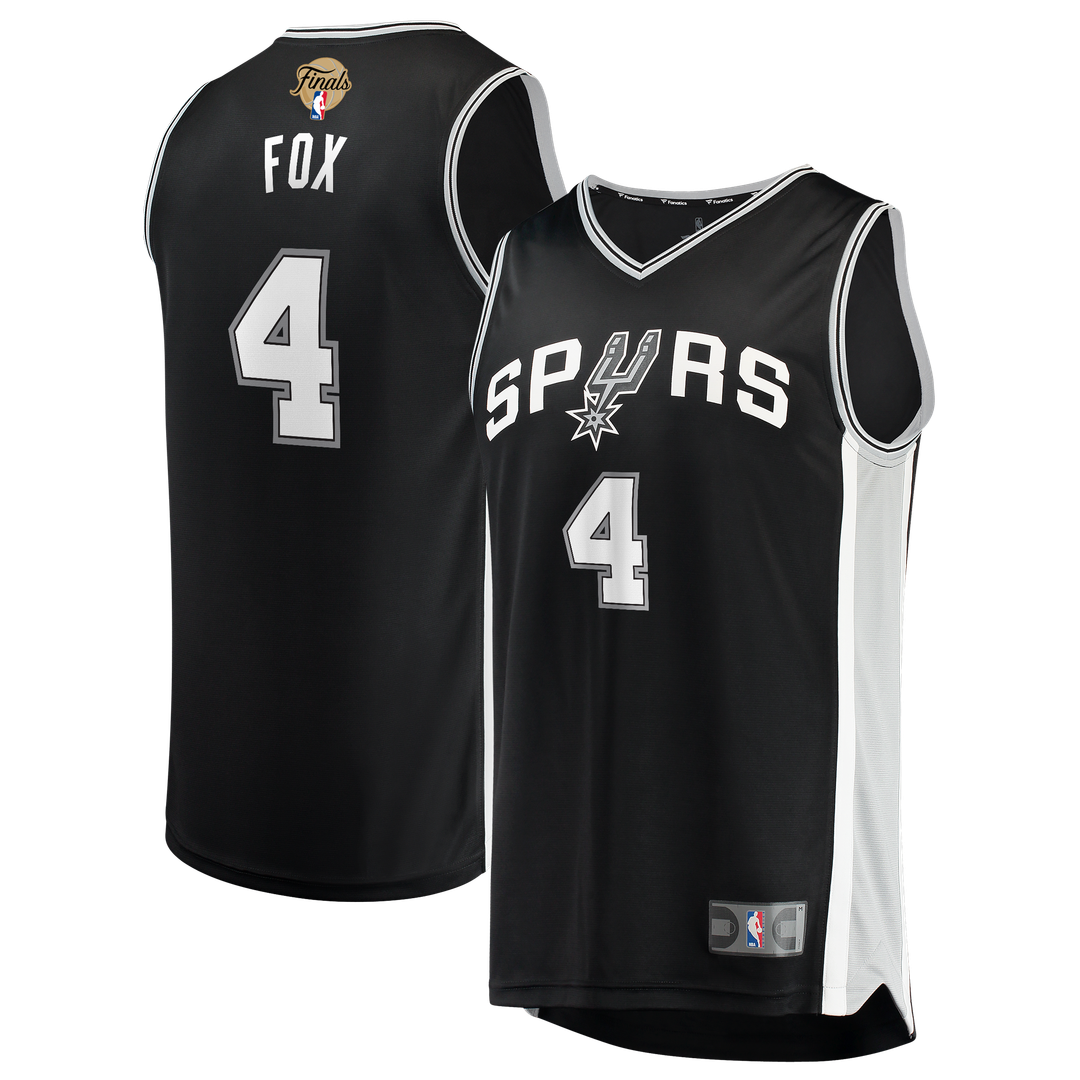 De'Aaron Fox San Antonio Spurs Fanatics 2026 NBA Finals Patch Fast Break Jersey - Icon Edition - Black