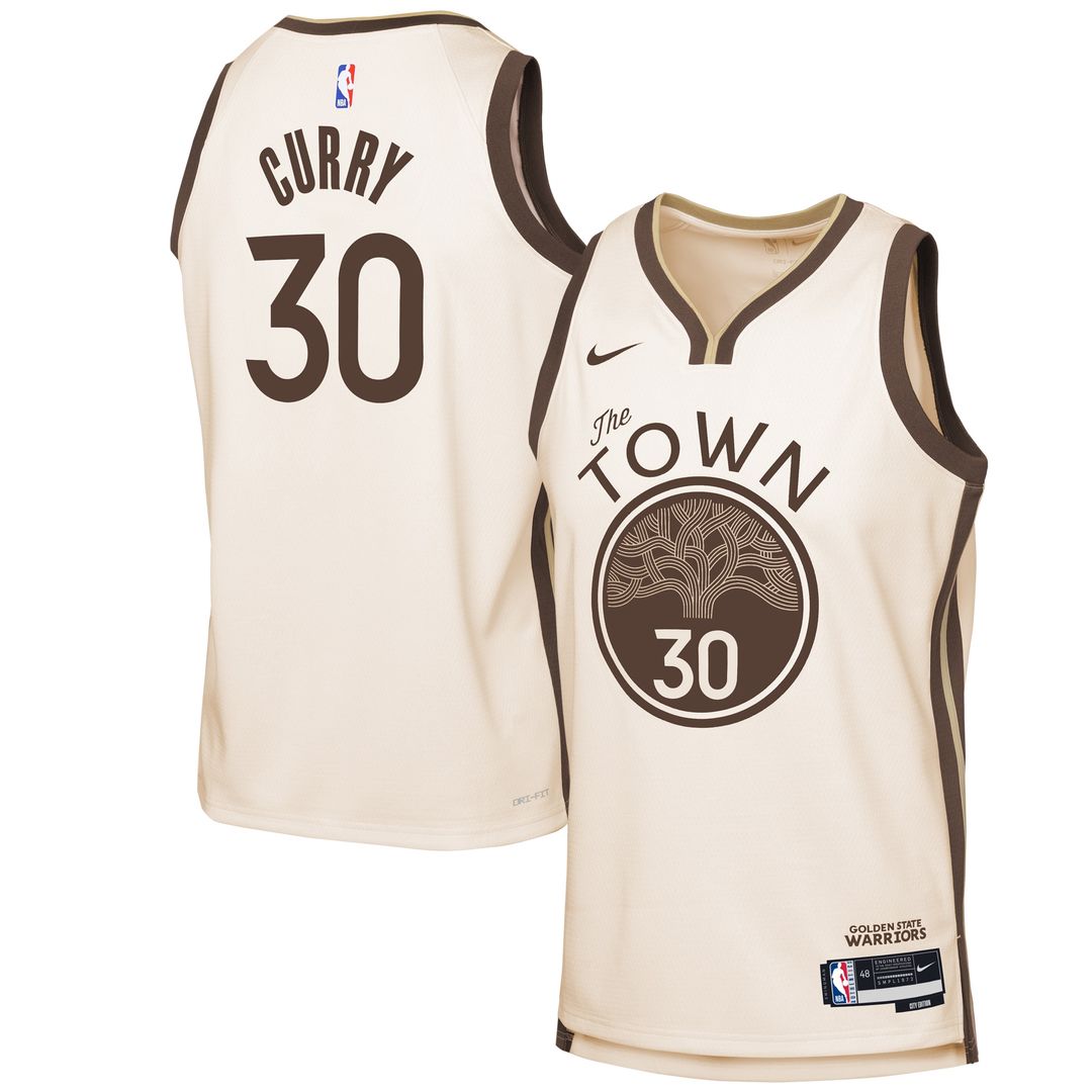 Stephen Curry Golden State Warriors Nike Youth 2025/26 City Edition Swingman Jersey - Tan
