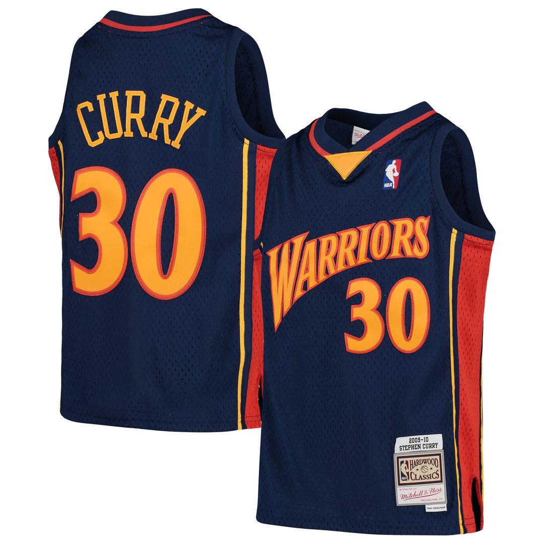 Stephen Curry Golden State Warriors Mitchell & Ness Youth 2009-10 Hardwood Classics Swingman Throwback Jersey - Navy