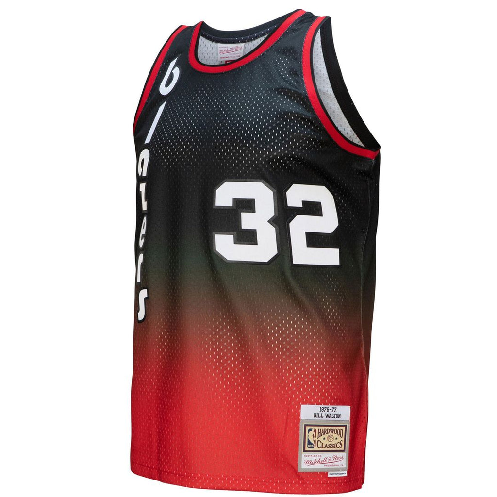 Bill Walton Portland Trail Blazers Mitchell & Ness 1976/77 Hardwood Classics Fadeaway Swingman Player Jersey - Red/Black