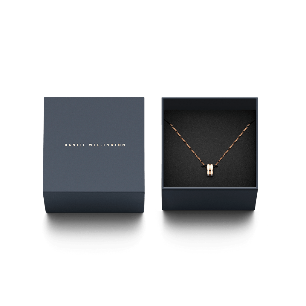 Emalie Necklace Rose Gold Satin White