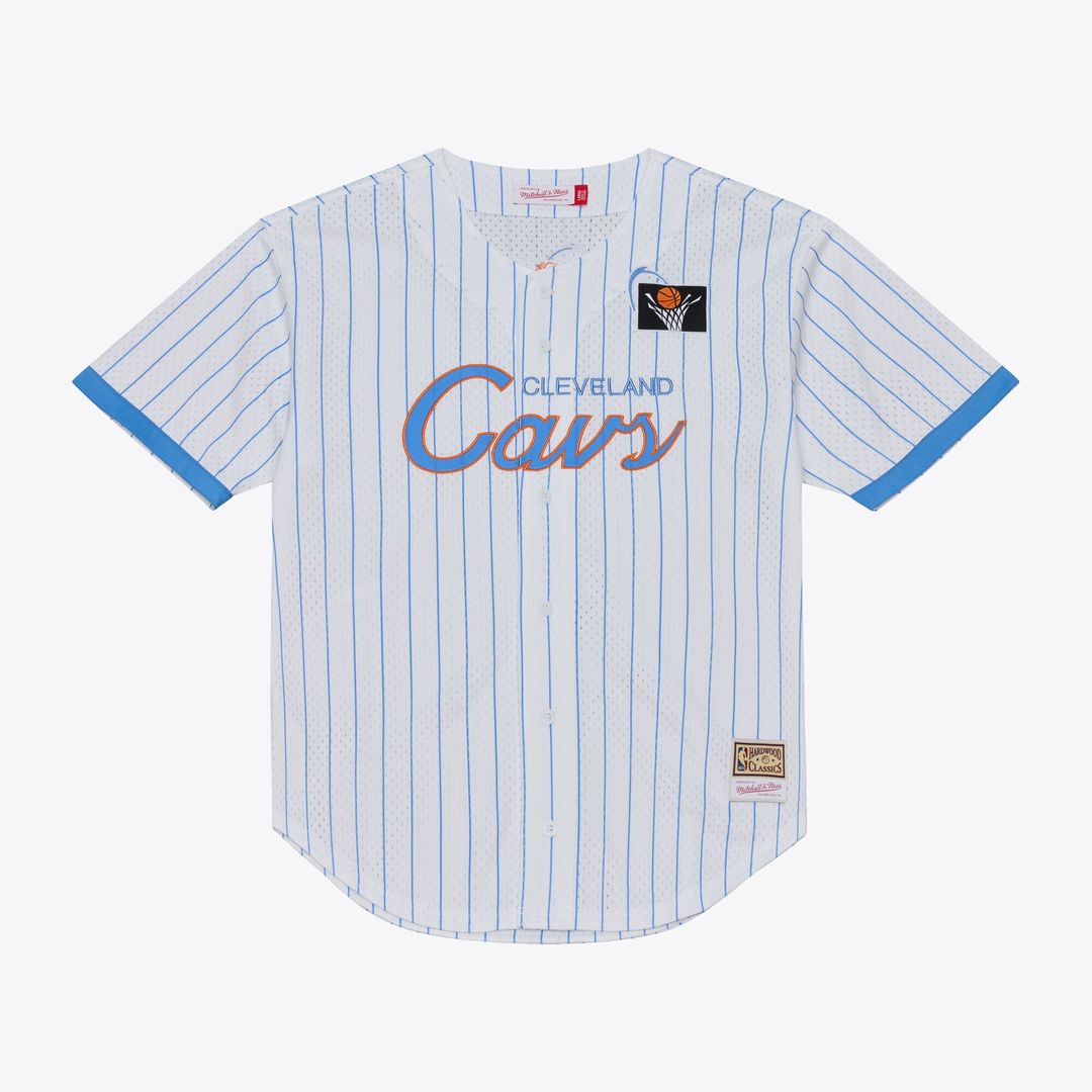 Cleveland Cavaliers Mitchell & Ness Head Coach Pinstripe Mesh Full-Button Baseball Jersey - White