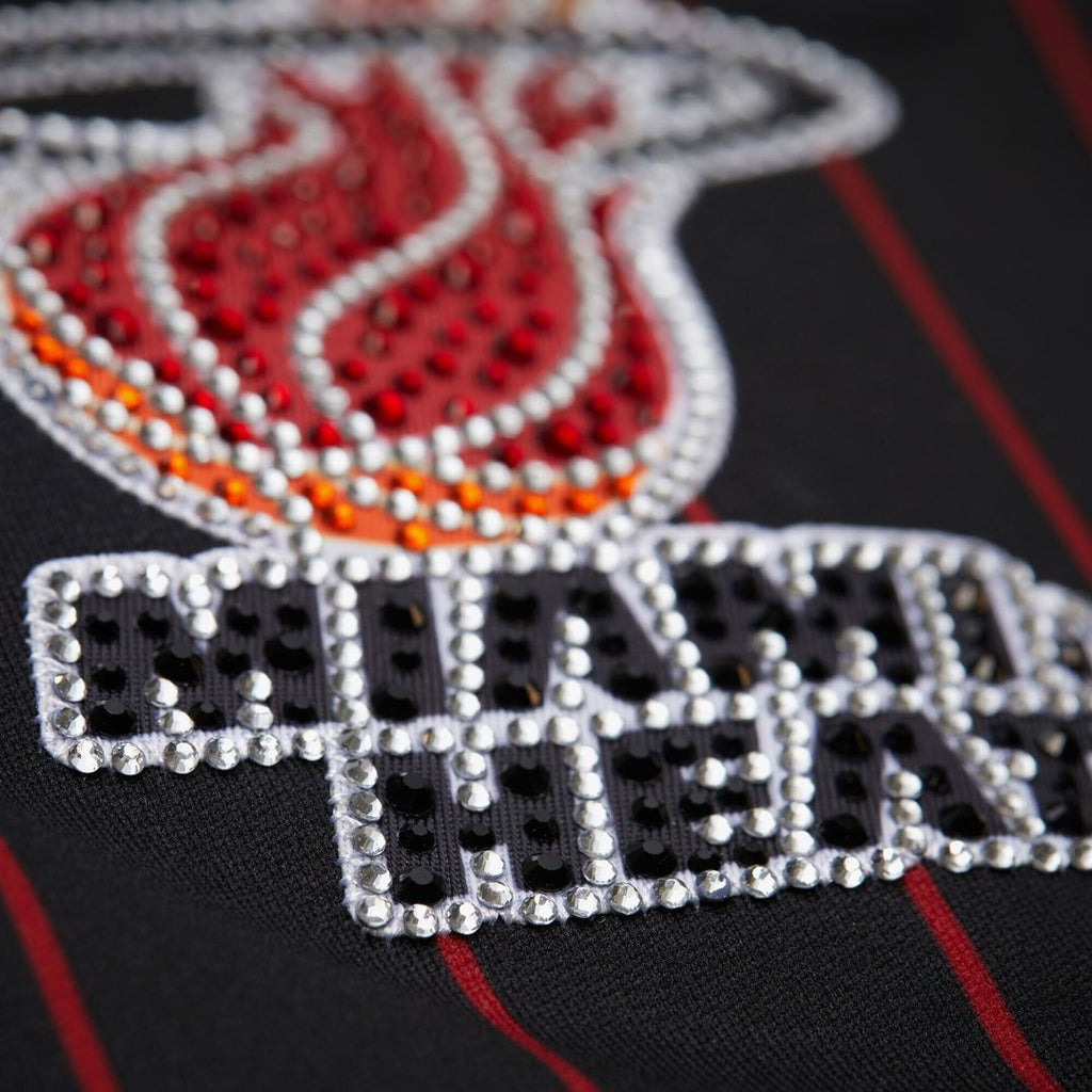 Dwyane Wade Miami Heat Mitchell & Ness x DANNIJO Women's Cropped Football Fashion Jersey - Black