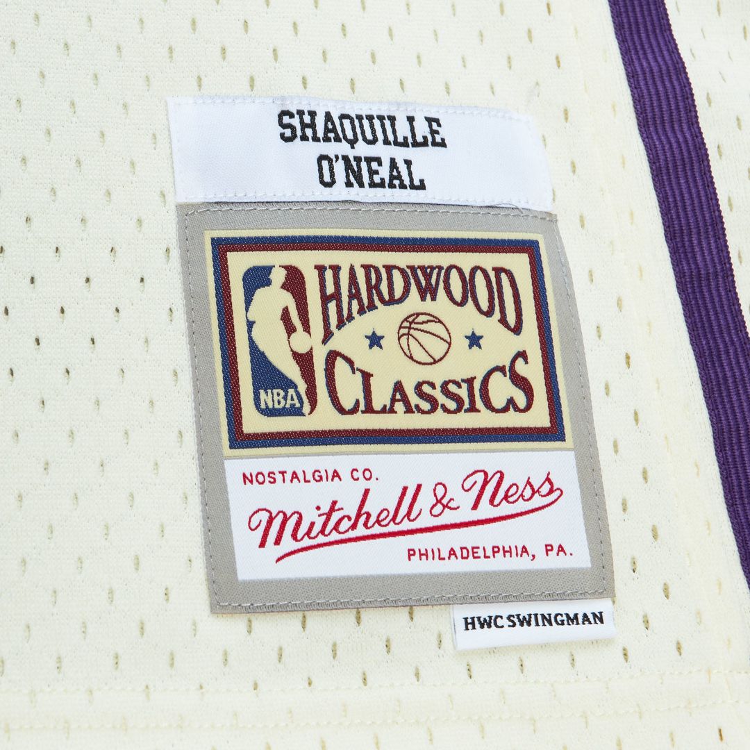 Shaquille O'Neal Los Angeles Lakers Mitchell & Ness Chainstitch Swingman Jersey - Cream