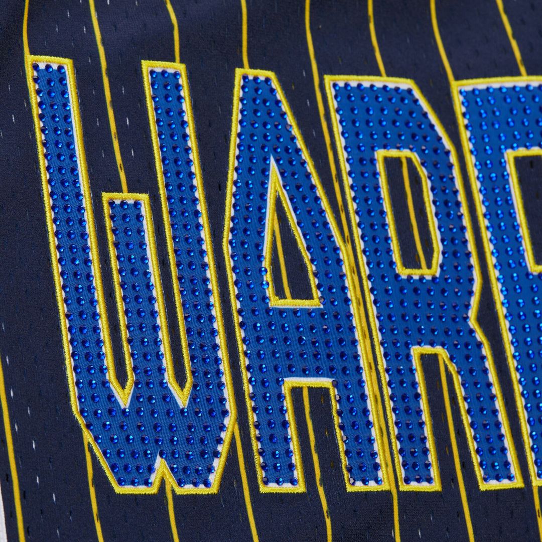 Golden State Warriors Mitchell & Ness x DANNIJO Women's Fashion Baseball Jersey - Blue