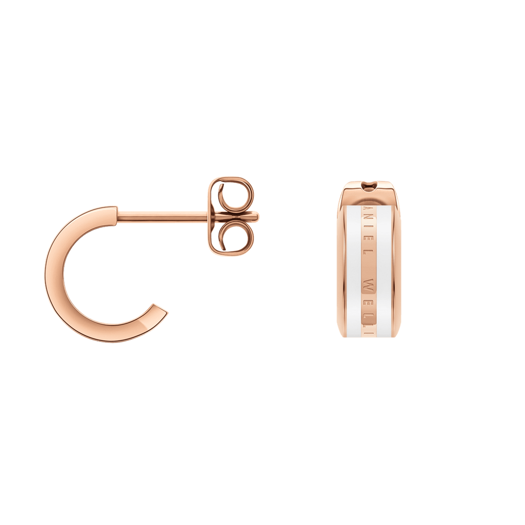 Emalie Earrings Rose Gold Satin White