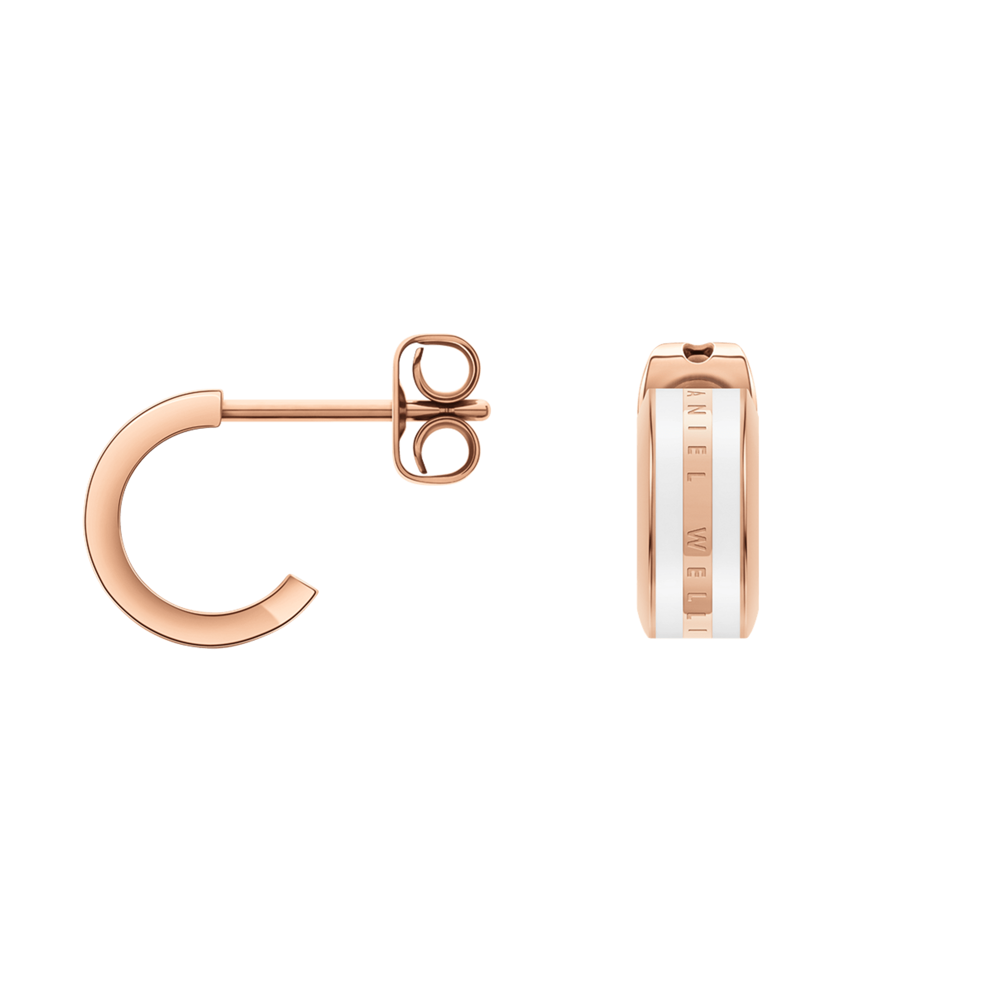 Emalie Earrings Rose Gold Satin White