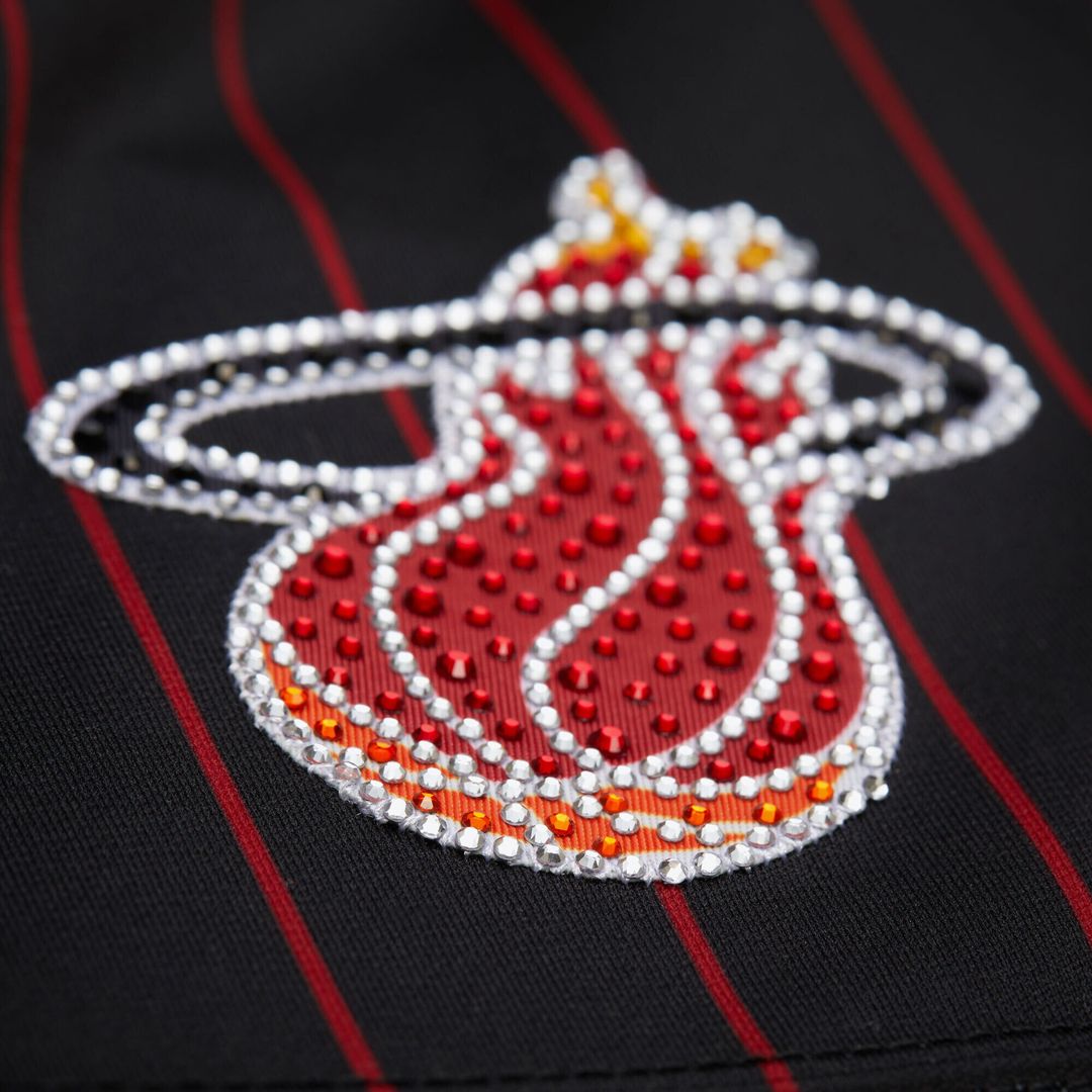 Dwyane Wade Miami Heat Mitchell & Ness x DANNIJO Women's Cropped Football Fashion Jersey - Black