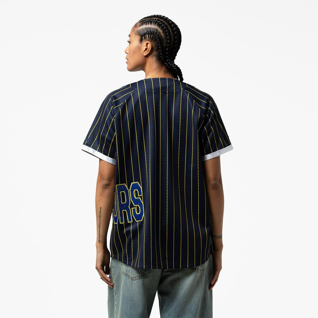 Golden State Warriors Mitchell & Ness x DANNIJO Women's Fashion Baseball Jersey - Blue