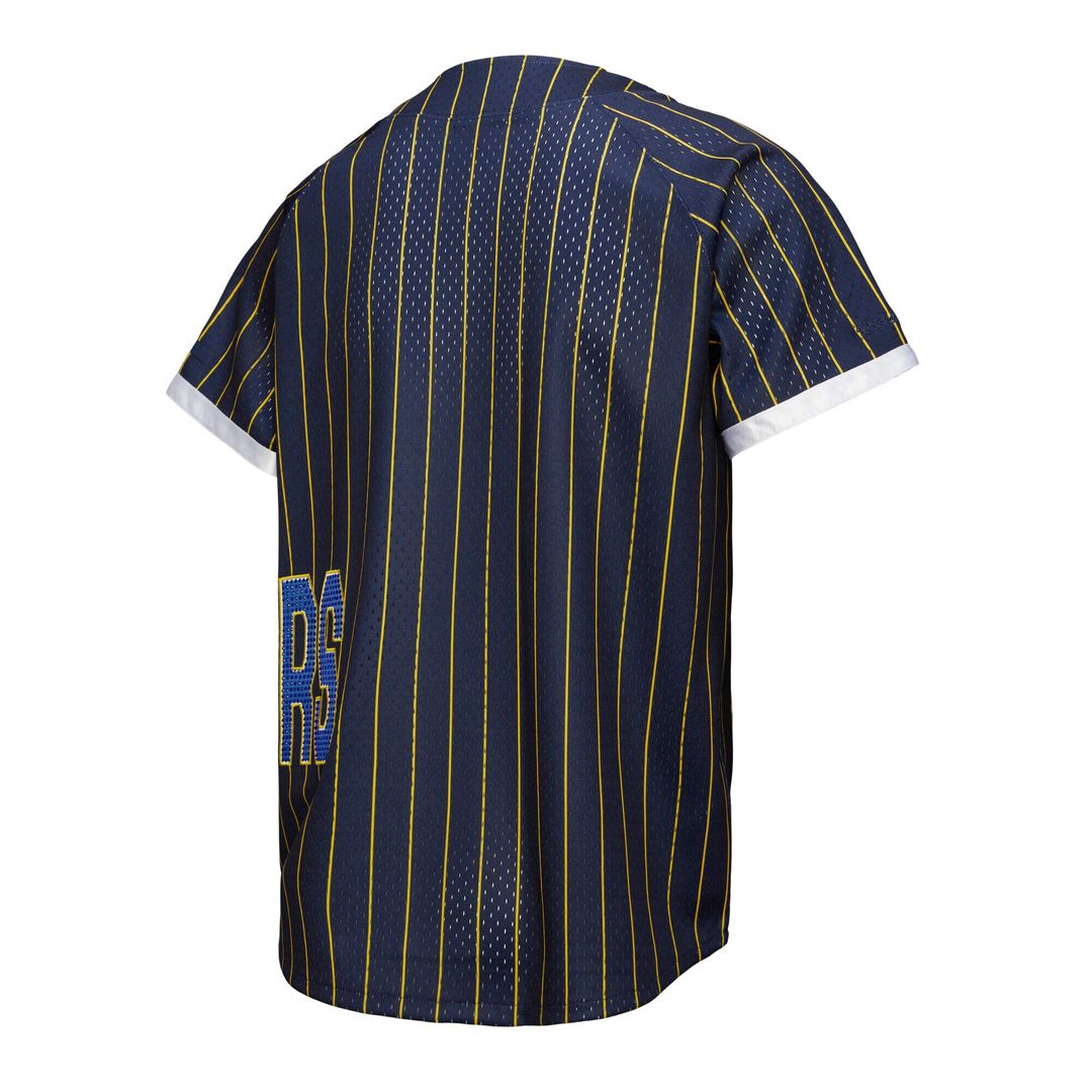 Golden State Warriors Mitchell & Ness x DANNIJO Women's Fashion Baseball Jersey - Blue