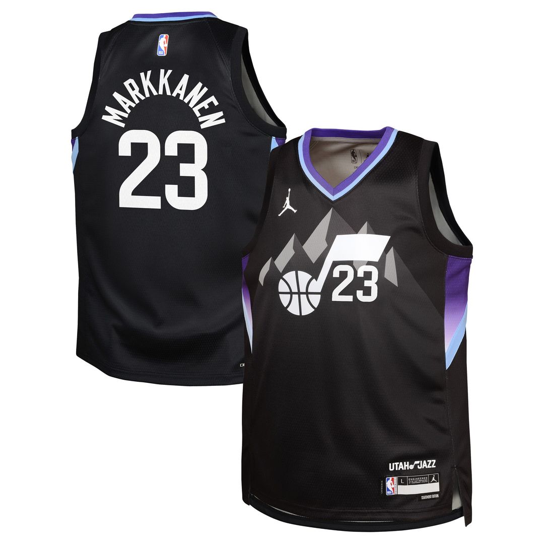 Lauri Markkanen Utah Jazz Jordan Brand Youth Swingman Jersey - Statement Edition - Black