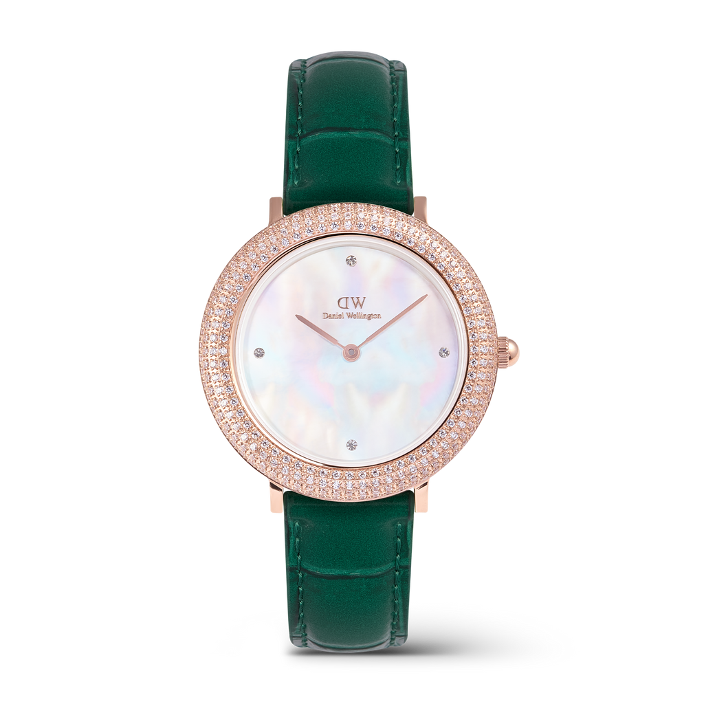 Crystalline Bezel Green Croc Rose Gold