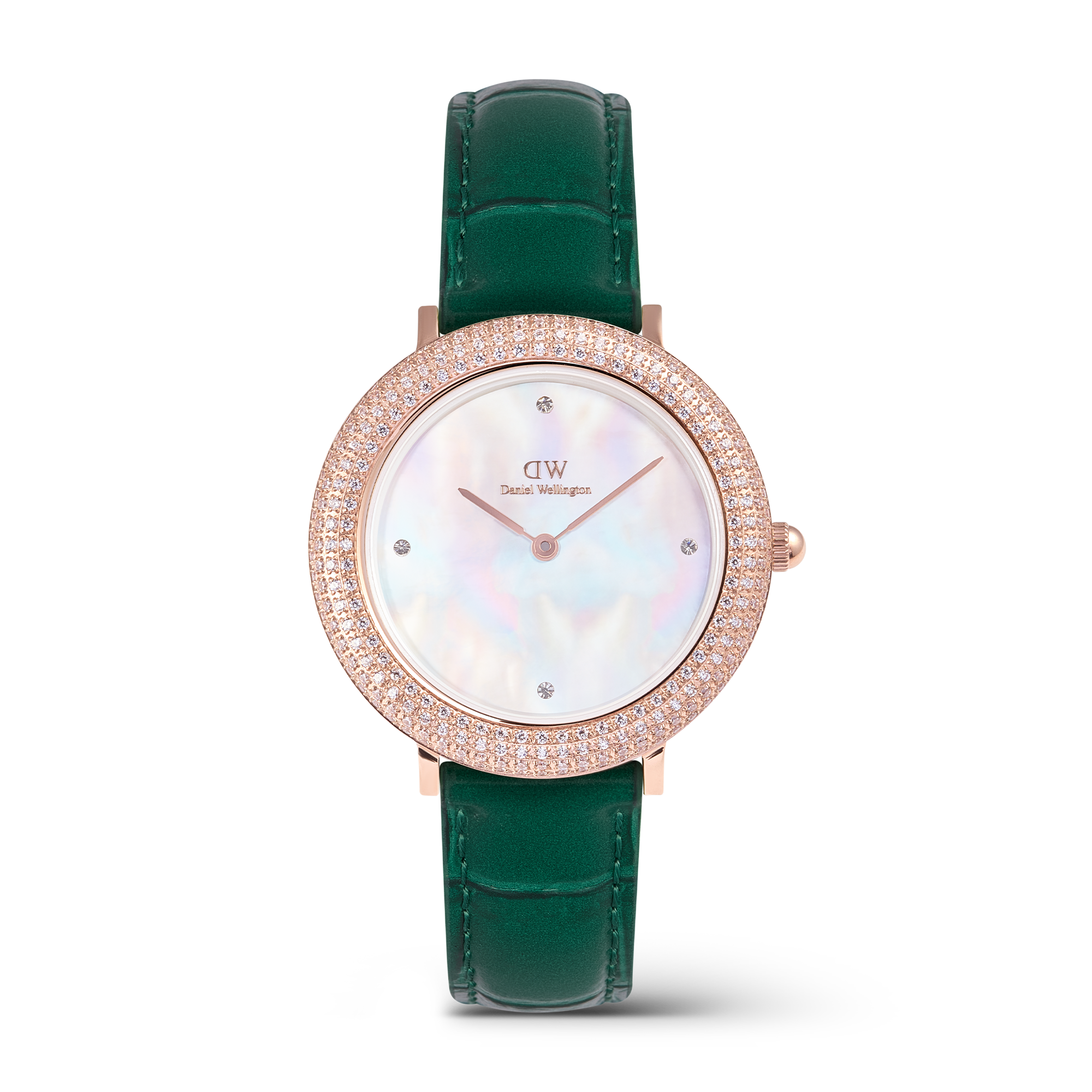 Crystalline Bezel Green Croc Rose Gold
