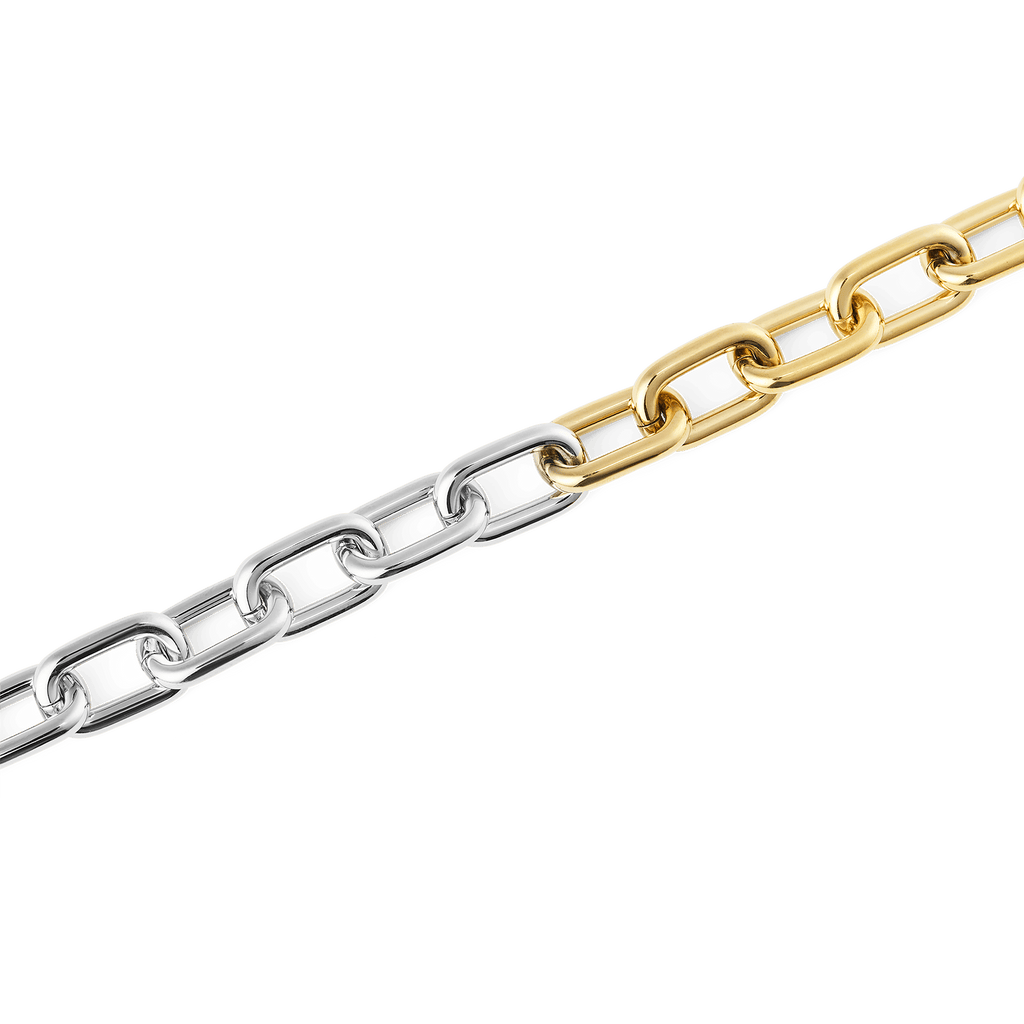 Contrast Link Necklace Two Tone Gold