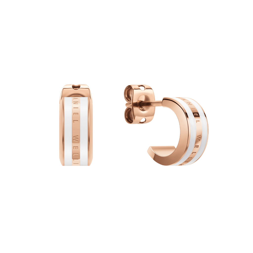 Emalie Earrings Rose Gold Satin White