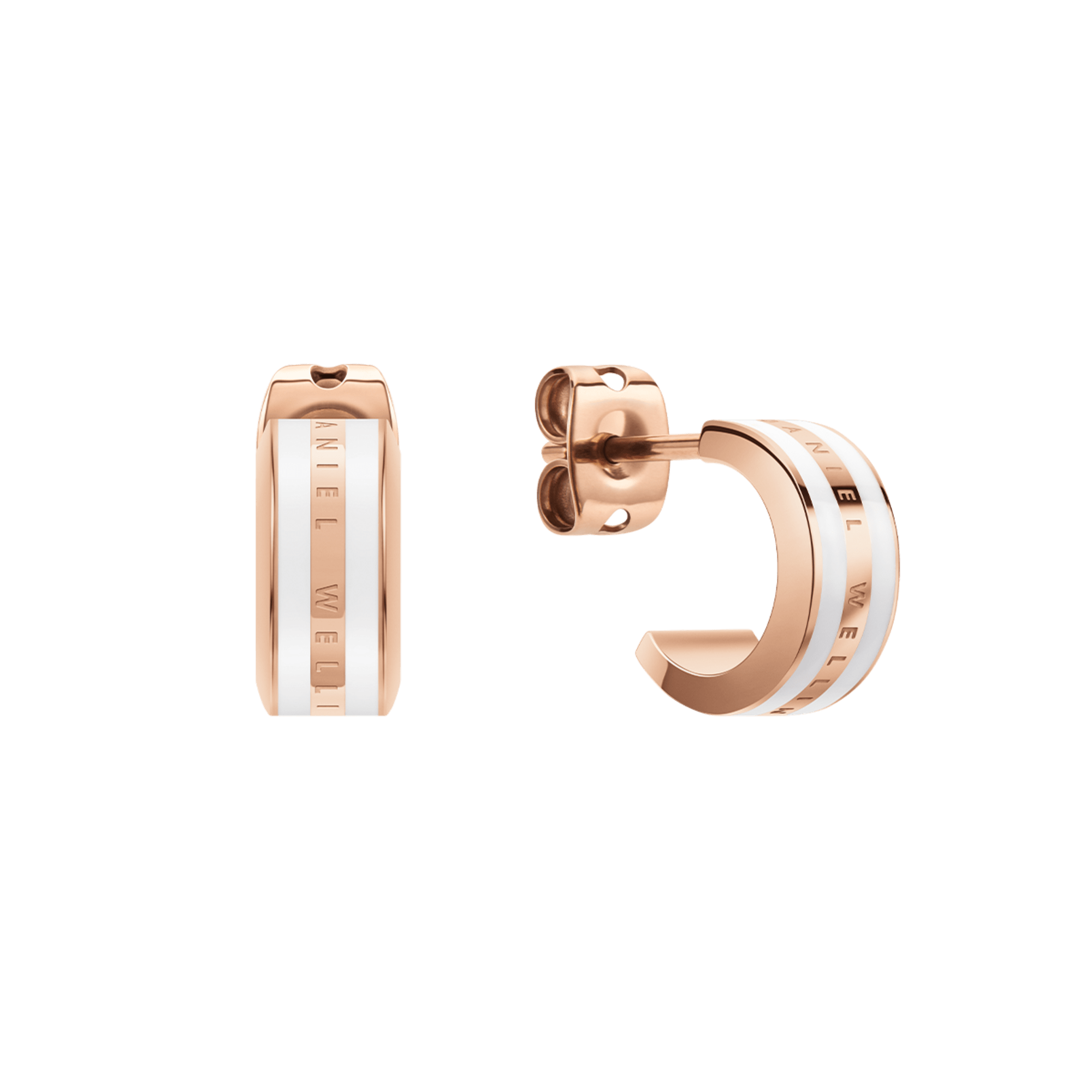 Emalie Earrings Rose Gold Satin White