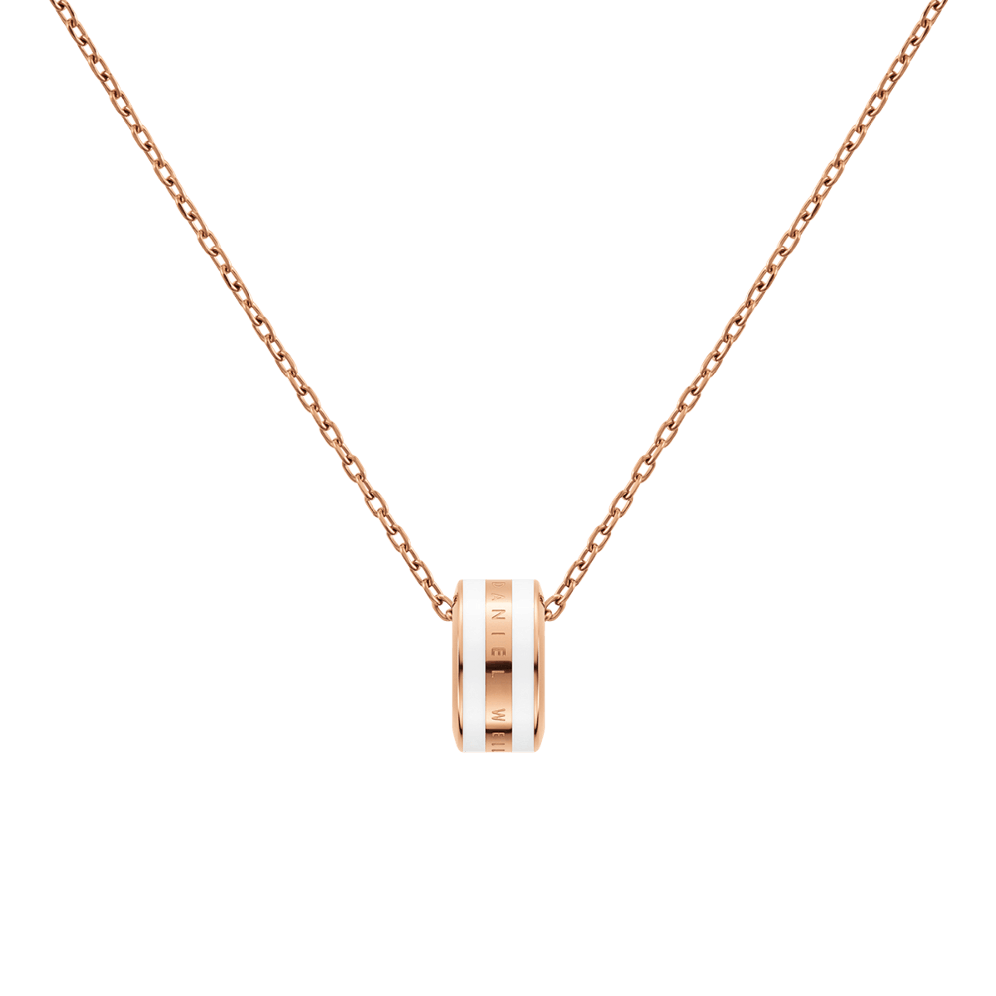 Emalie Necklace Rose Gold Satin White