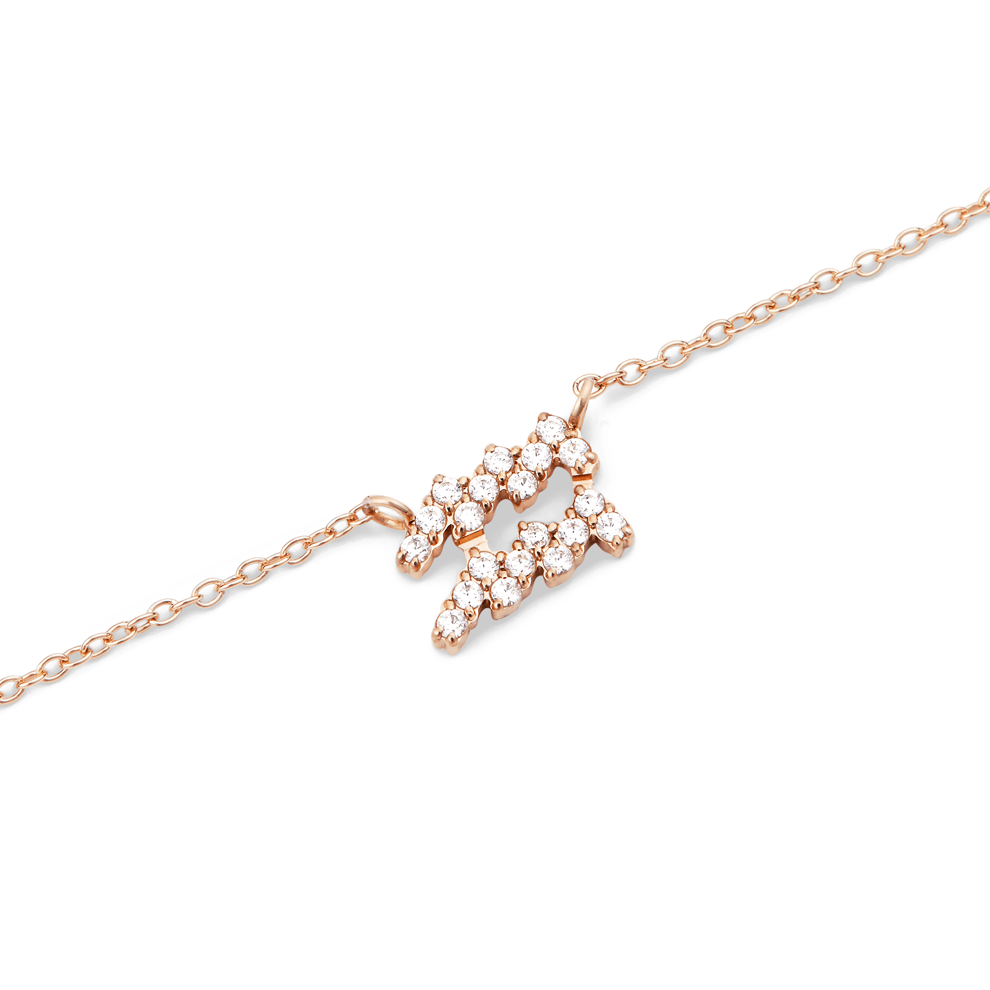 Crystal Zodiac Chain Necklace Rose Gold