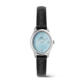 Ophelia Mini Black Lizard Ice Blue Guilloché Silver
