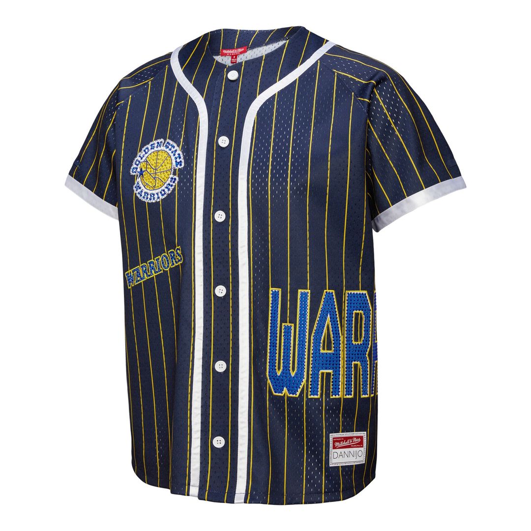 Golden State Warriors Mitchell & Ness x DANNIJO Women's Fashion Baseball Jersey - Blue
