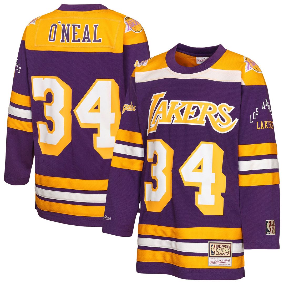 Shaquille O'Neal Los Angeles Lakers Mitchell & Ness Youth Maxxed Out 2.0 Fashion Hockey Jersey - Purple