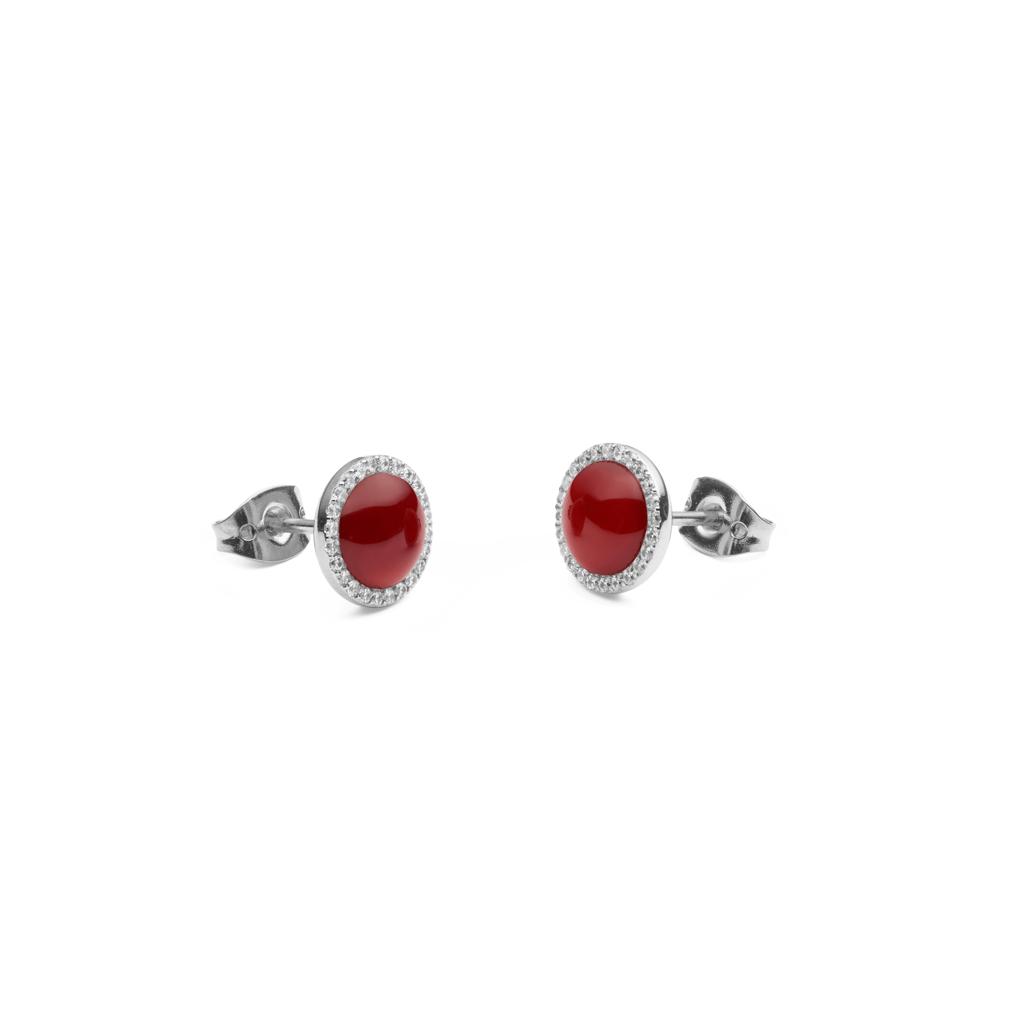 Audrey Earrings  Red Agathe Silver