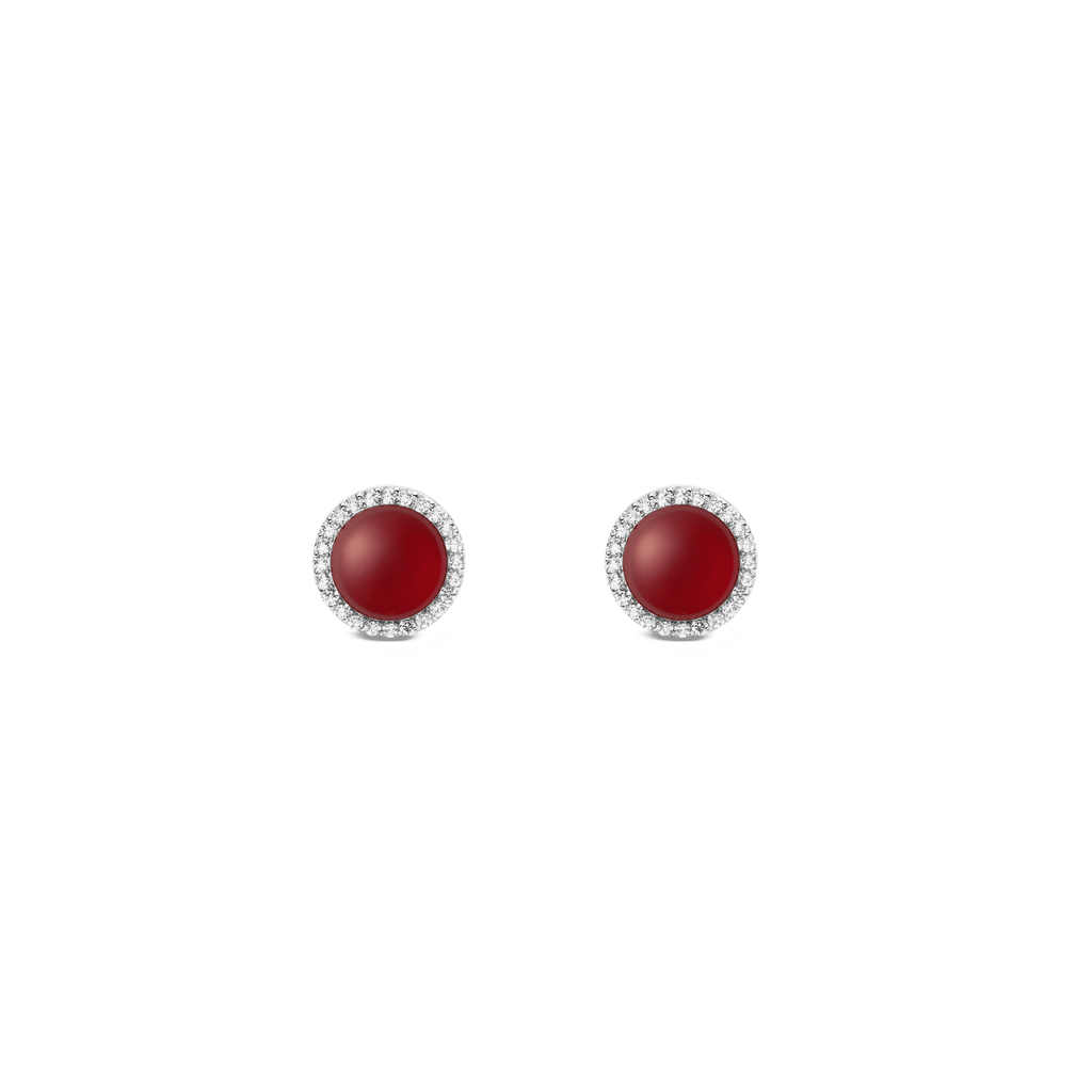 Audrey Earrings  Red Agathe Silver