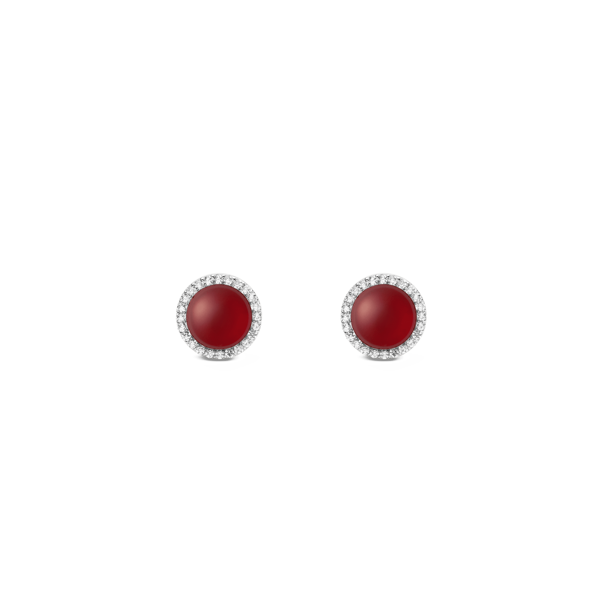 Audrey Earrings  Red Agathe Silver