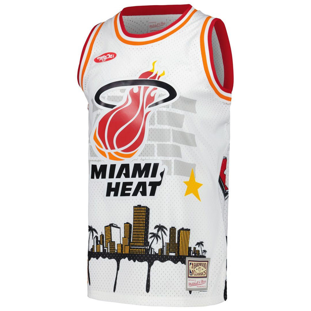 Miami Heat Mitchell & Ness x Tats Cru Hardwood Classics Fashion Jersey - White