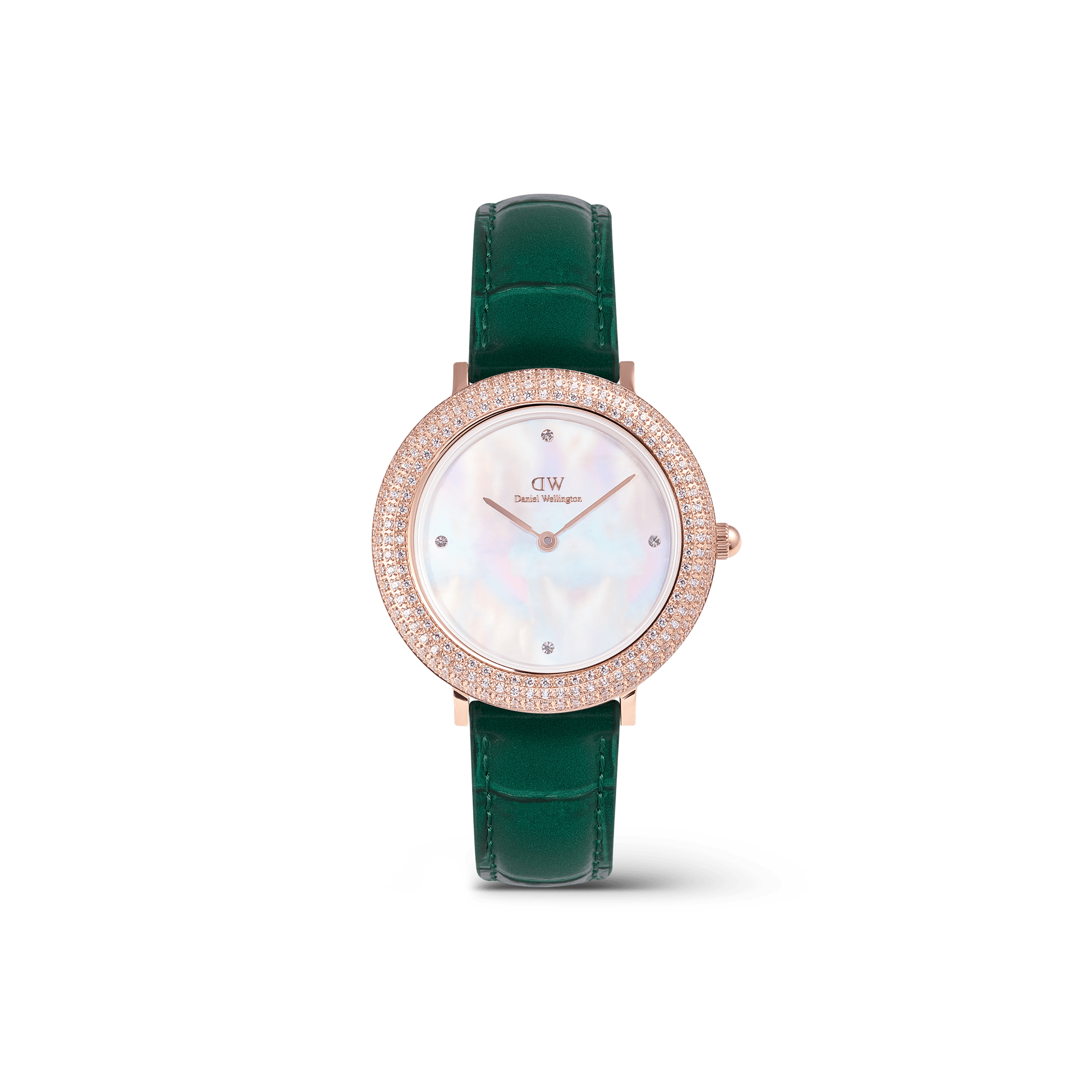 Crystalline Bezel Green Croc Rose Gold