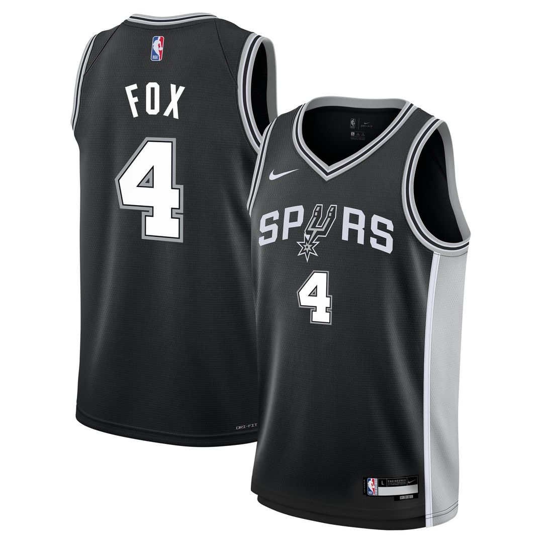 De'Aaron Fox San Antonio Spurs Nike Youth Swingman Jersey - Icon Edition - Black