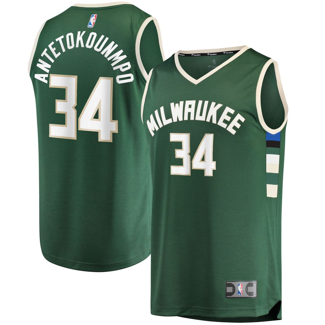 Giannis Antetokounmpo Milwaukee Bucks Fanatics Big & Tall Fast Break Player Jersey - Hunter Green - Icon Edition
