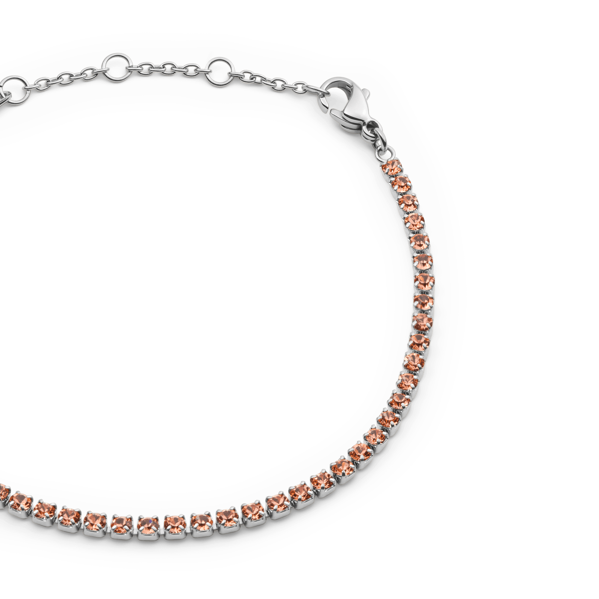 Classic Tennis Bracelet Apricot Silver