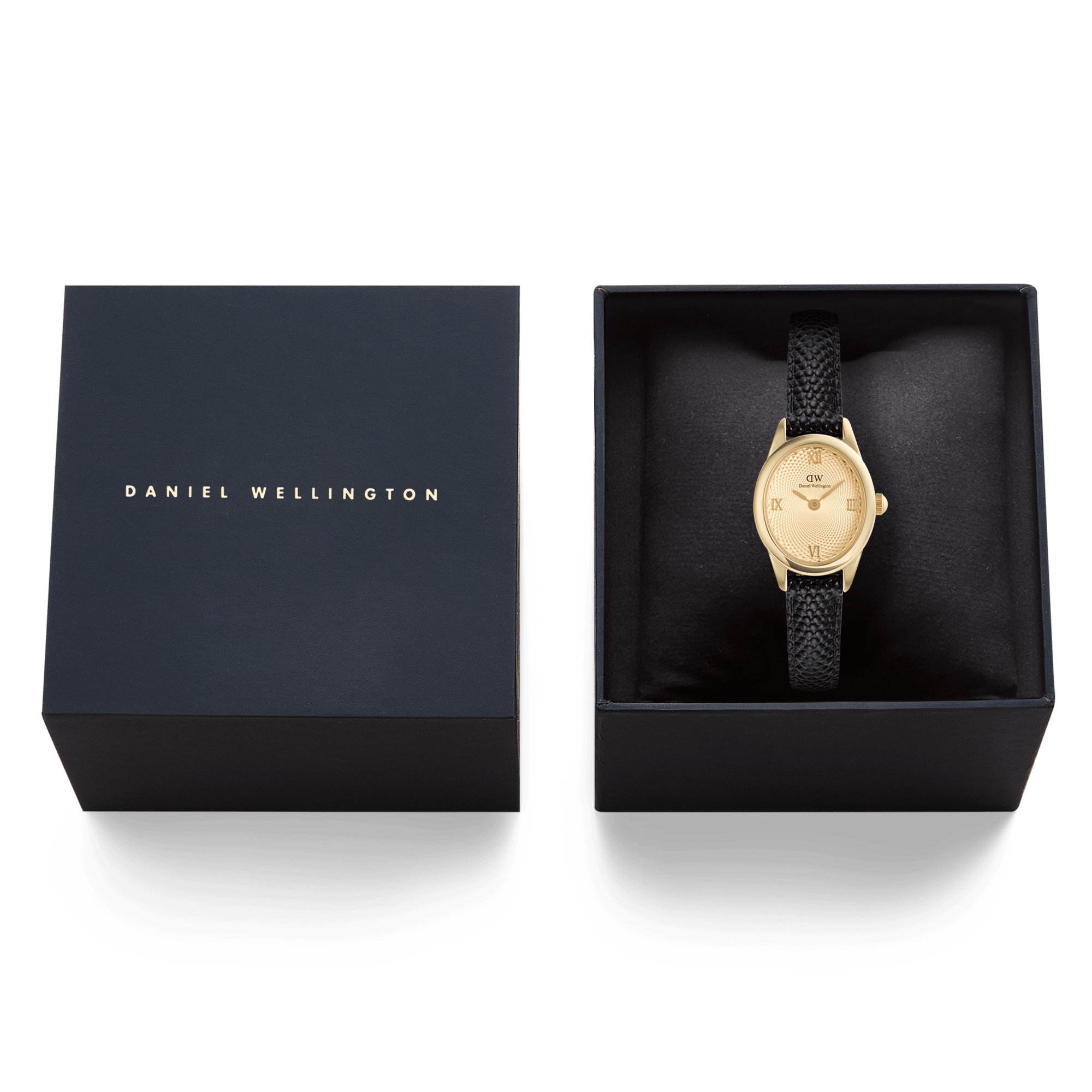 Ophelia Mini Black Lizard Unitone Guilloché Gold