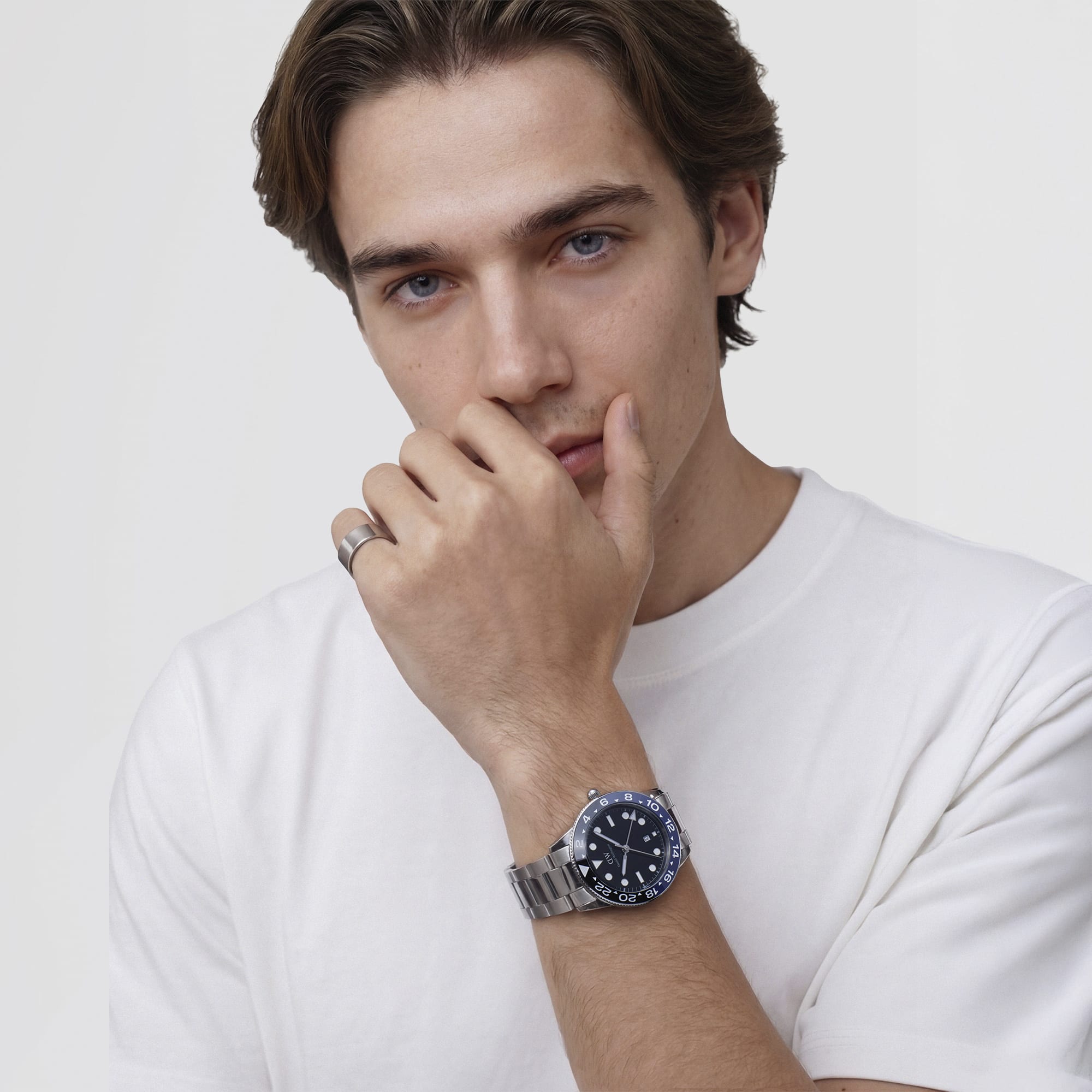 Iconic GMT Link Black Blue Ceramic Bezel Silver