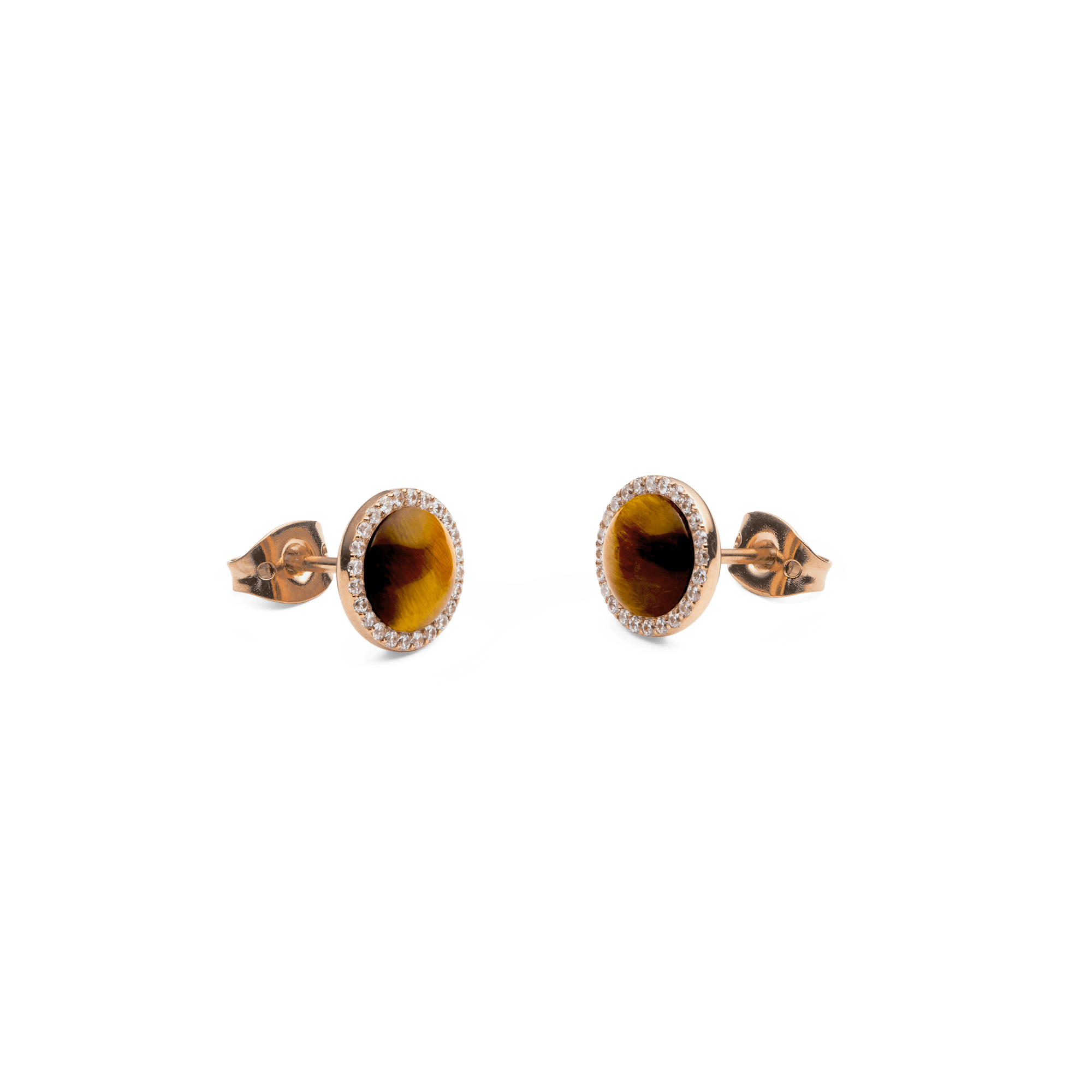 Audrey Earrings Tiger Eye Rose Gold