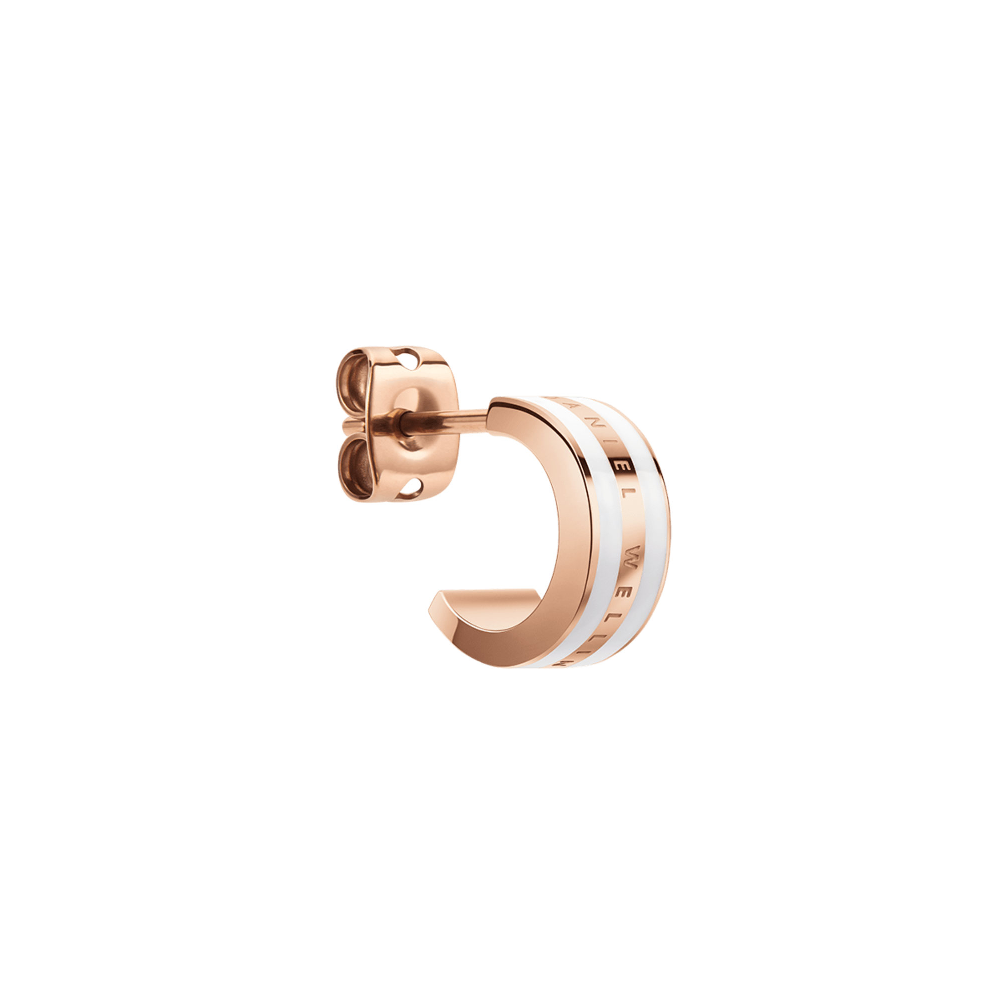 Emalie Earrings Rose Gold Satin White