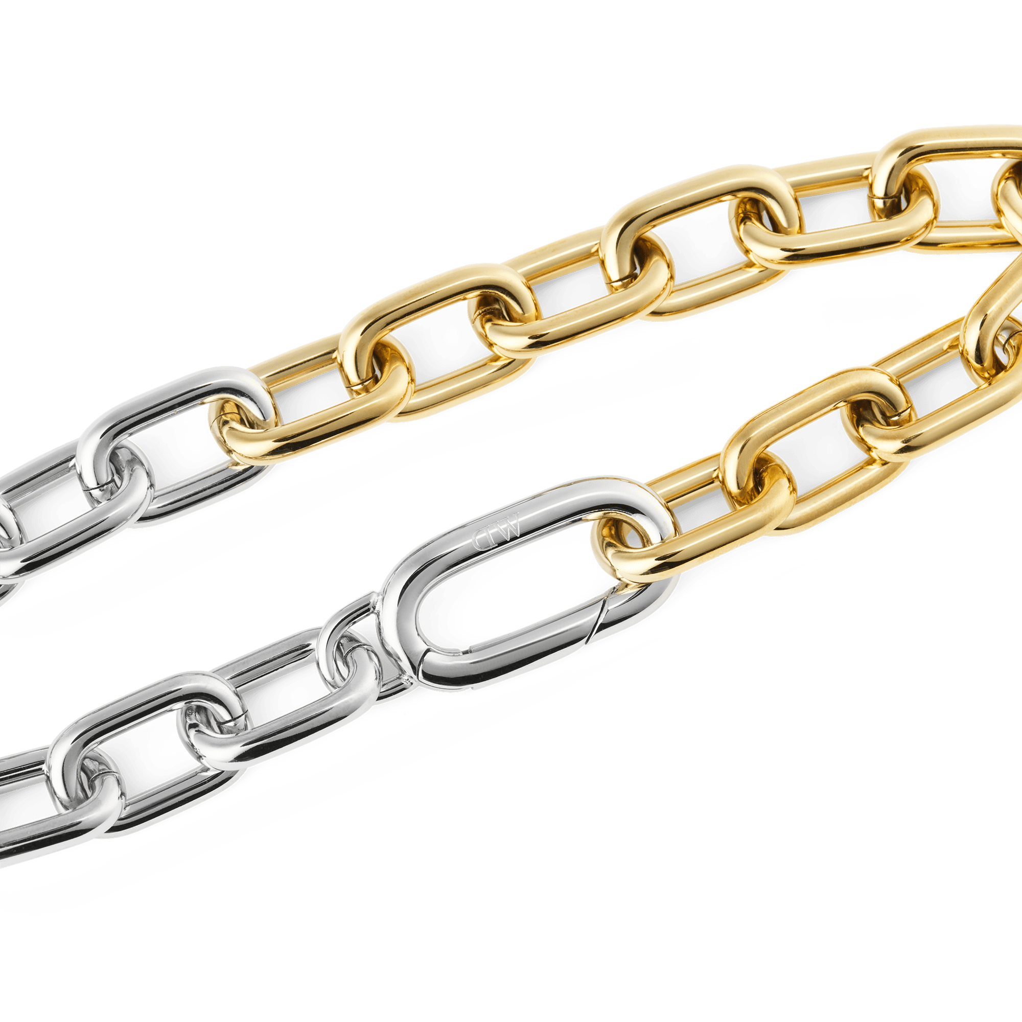 Contrast Link Bracelet Two Tone Gold