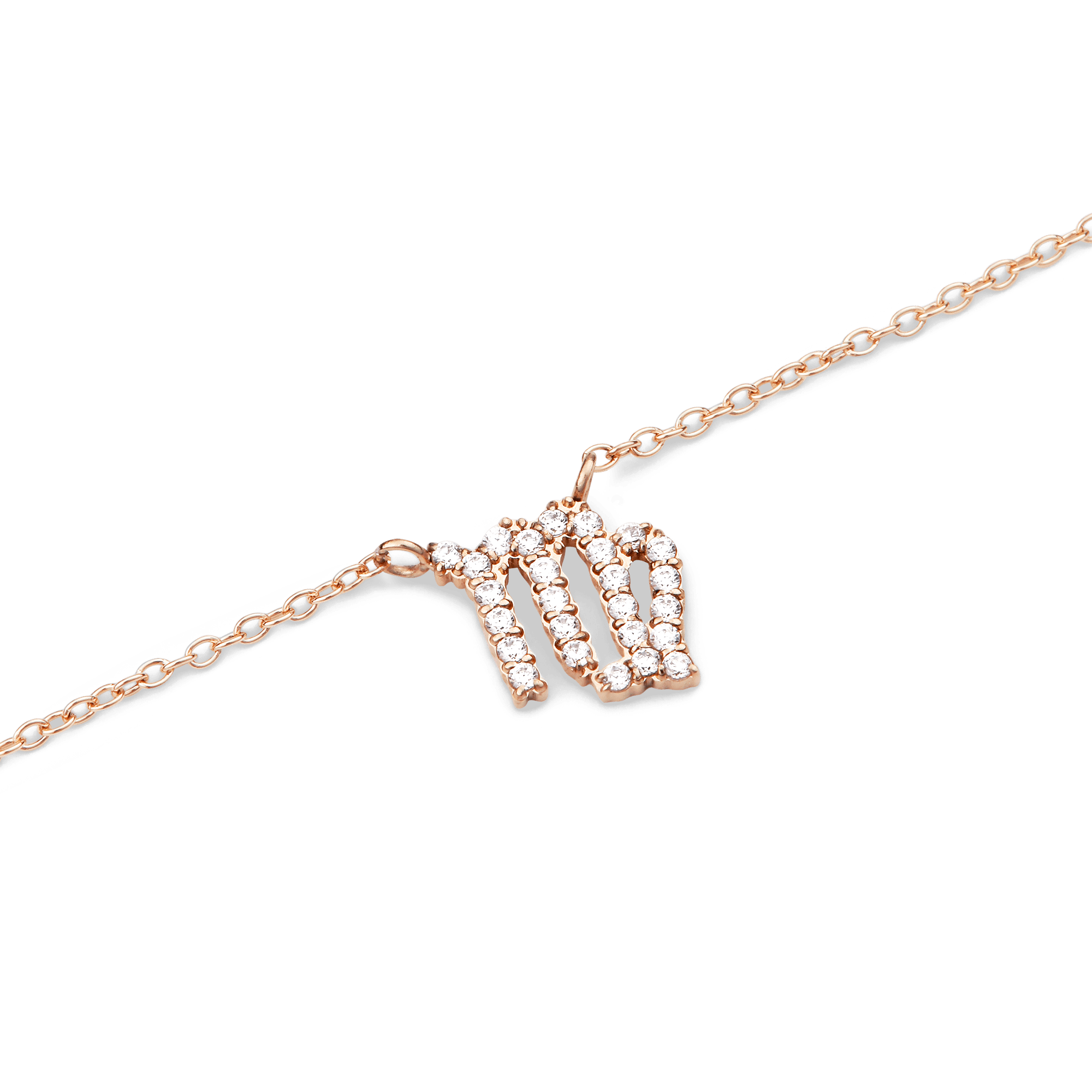 Crystal Zodiac Chain Necklace Rose Gold