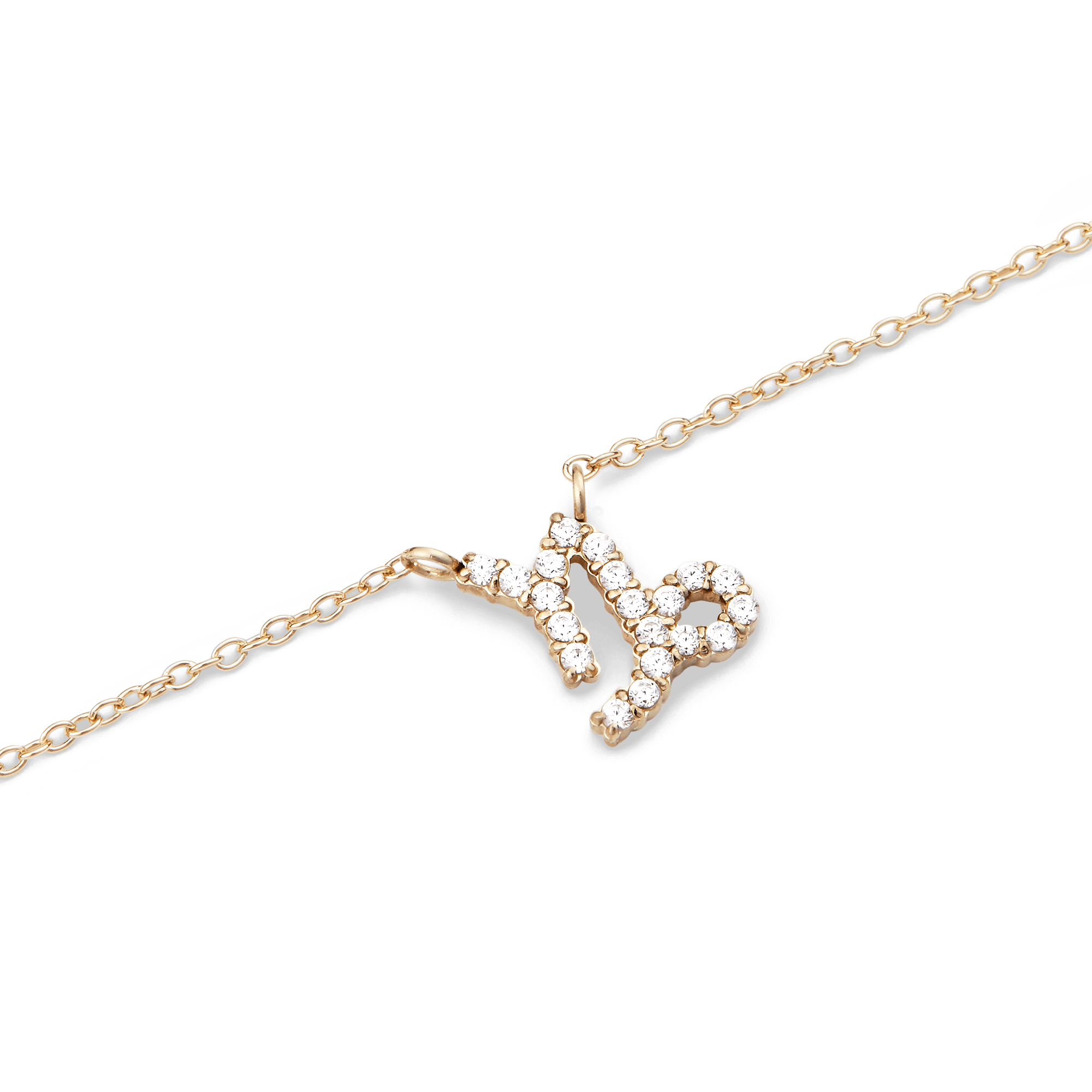 Crystal Zodiac Chain Necklace Gold