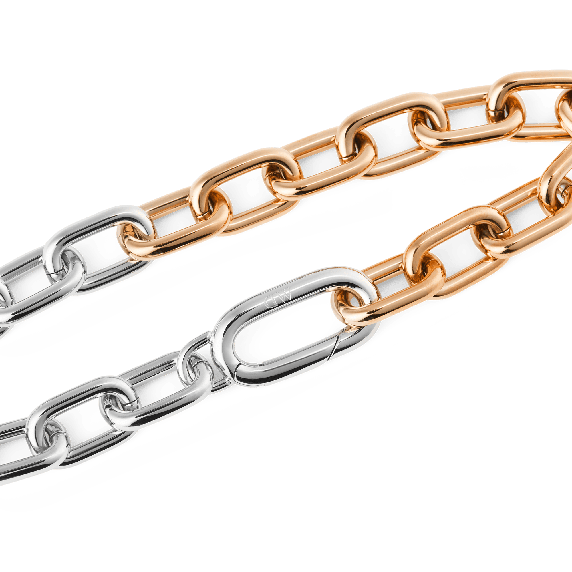 Contrast Link Bracelet Two Tone Rose Gold