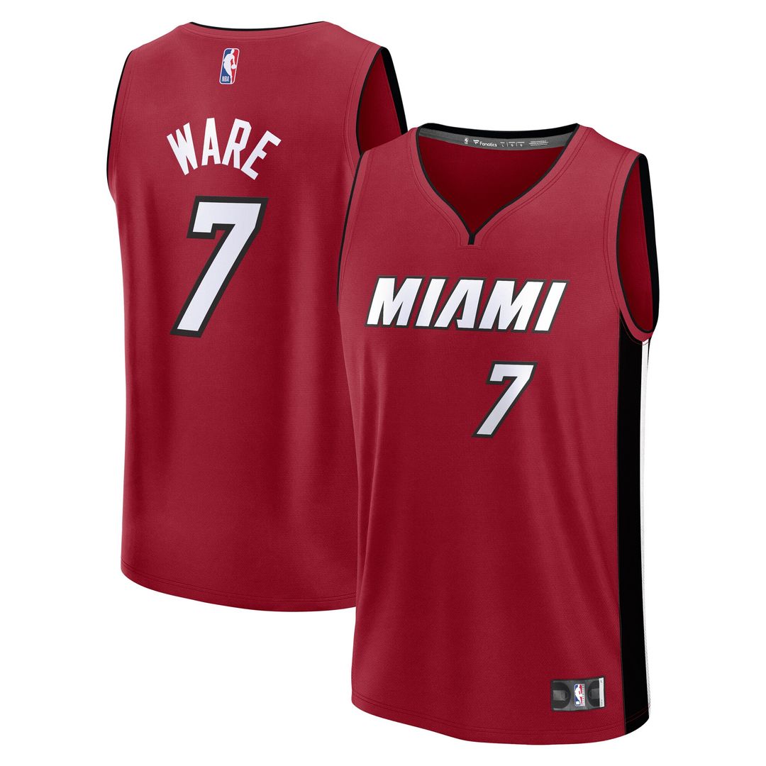 Kel'el Ware Miami Heat Fanatics Fast Break Player Jersey - Statement Edition - Red