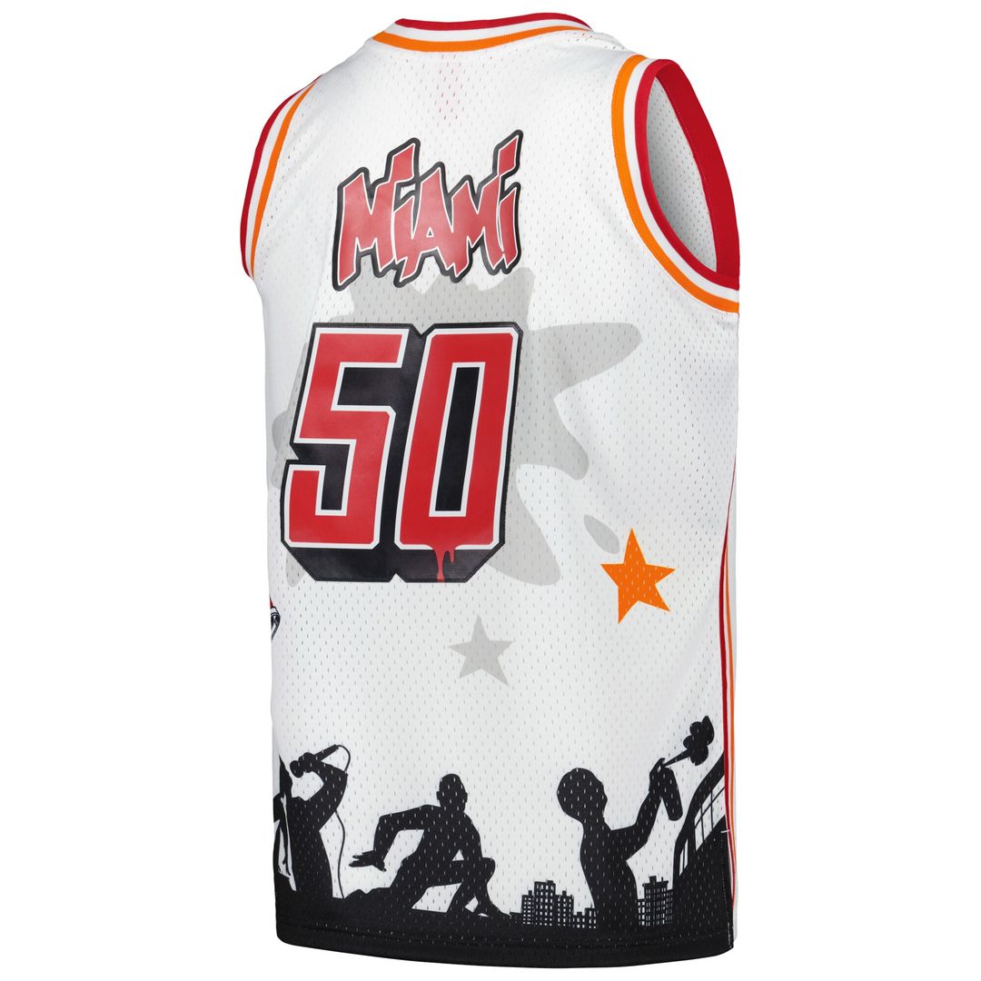 Miami Heat Mitchell & Ness x Tats Cru Hardwood Classics Fashion Jersey - White