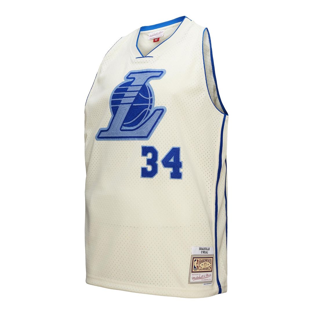 Shaquille O'Neal Los Angeles Lakers Mitchell & Ness Chainstitch Swingman Jersey - Cream