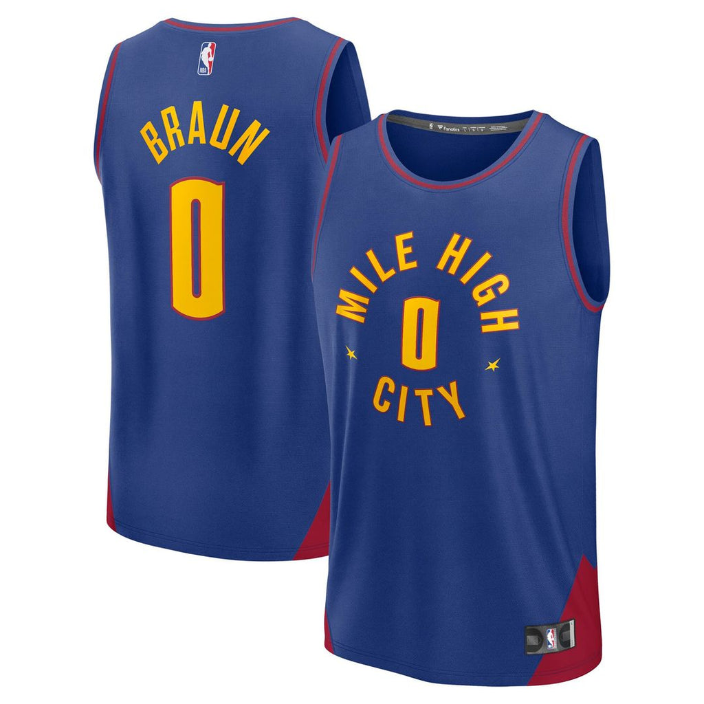 Christian Braun Denver Nuggets Fanatics Fast Break Replica Player Jersey - Statement Edition - Blue