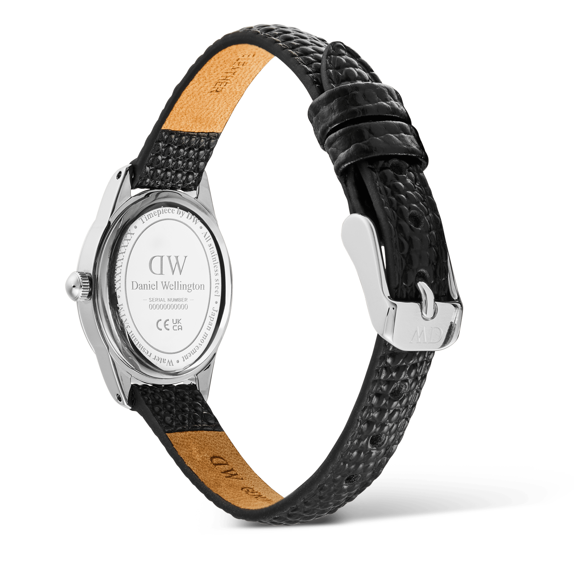 Ophelia Mini Black Lizard White Guilloché Silver